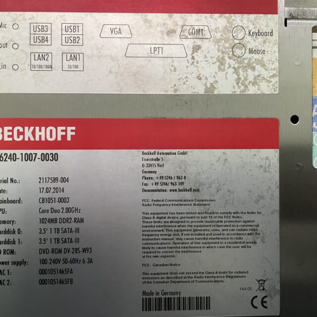 Beckhoff Industrial PC C6240-1007-0030