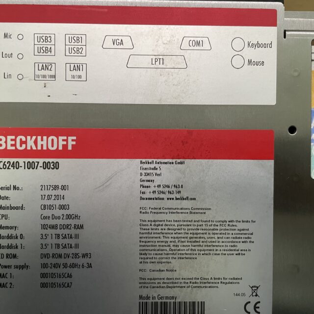 Beckhoff Industrial PC C6240-1007-0030